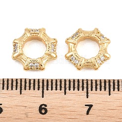 Octagon Brass Micro Pave Clear Cubic Zirconia European Beads&nbsp;KK-B186-15G