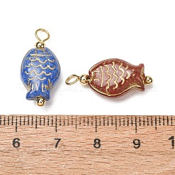 Baking Paint & Golden Metal Enlaced Glass Pendants&nbsp;GL-CBA010C-09G