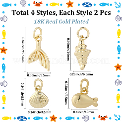8Pcs 4 Styles Brass Pendants&nbsp;KK-DJ0001-18