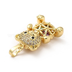 Brass Micro Pave Cubic Zirconia Pendants&nbsp;KK-H433-18G