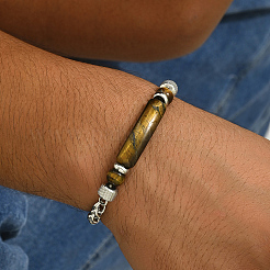 Natural Tiger Eye Round Beaded Bracelets&nbsp;LS-PO7911