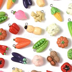 32Pcs 16 Styles Resin Iron Pendants&nbsp;RESI-FS0002-26