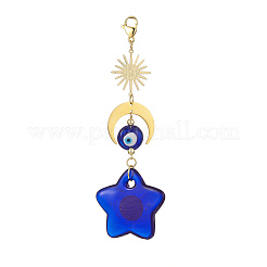 Handmade Evil Eye Lampwork Pendant Decorations&nbsp;HJEW-JM00912-01