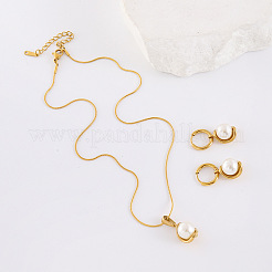 304 Stainless Steel Hoop Earrings & Pendant Necklaces Sets&nbsp;OK4265-3