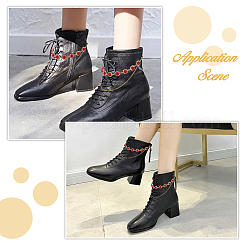 Alloy with Plastic Pearl and Brass Boot Strap Chains&nbsp;HJEW-HS00059