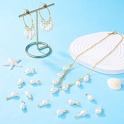 30Pcs Natural Freshwater Pearl Potato & Shell Pearl Round Bead Pendants&nbsp;PALLOY-TA00375