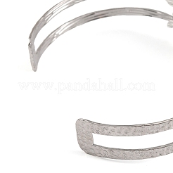 Non-Tarnish 304 Stainless Steel Hollow Leaf Open Cuff Bangles for Women&nbsp;LS-BJEW-K241-03A-P
