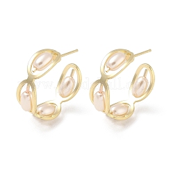 Brass with Plastic Pearls Stud Earrings&nbsp;KK-CBAD851-36G