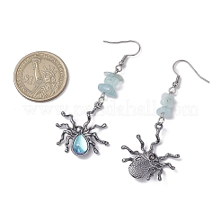 Halloween Alloy Resin Spider Pendants & 304 Stainless Steel Dangle Earrings for Women&nbsp;EJEW-JE06233