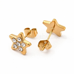Crystal Rhinestone Star Stud Earrings&nbsp;EJEW-C004-14G