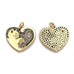 Brass Micro Pave Clear Cubic Zirconia Pendants&nbsp;ZIRC-O039-14G