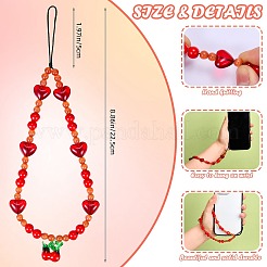Cat Eye & Acrylic Beaded Mobile Straps&nbsp;HJEW-SW00137-02
