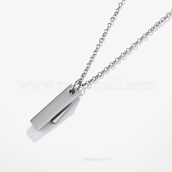 304 Stainless Steel Blank Double Rectangle Pendant Cable Chain Necklaces&nbsp;FS-WG7A741-01