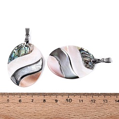 Natural Abalone Shell & Black Lip Shell & Pink Shell Pendants&nbsp;SSHEL-B003-06P-04