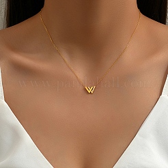 Clear Cubic Zirconia Initial Letter W Pendant Necklace with Stainless Steel Chains&nbsp;GX3486