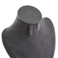 Bust Shaped Microfiber & Wood Jewelry Necklace & Earrings Display Stands&nbsp;NDIS-H042-01A-02