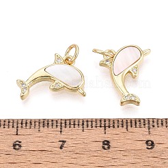 Brass Micro Pave Clear Cubic Zirconia Pendants&nbsp;KK-T080-72G