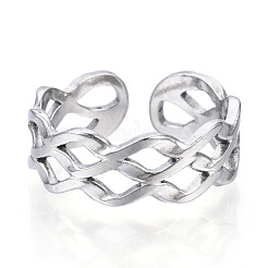 Non-Tarnish 304 Stainless Steel Wave Open Cuff Ring&nbsp;RJEW-N040-36