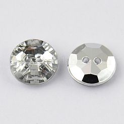 2-Hole Taiwan Acrylic Rhinestone Flat Round Buttons&nbsp;BUTT-F015-10mm-02
