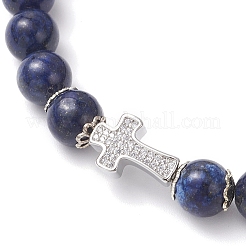 Dyed Natural Lapis Lazuli 9MM Round Beaded Stretch Bracelets for Women&nbsp;BJEW-JB12256-01