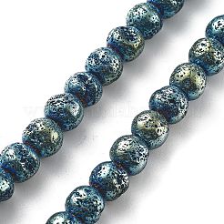 Electroplated Natural Lava Rock Beads Strands&nbsp;G-A251-E01-01E