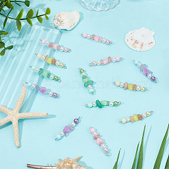 Natural Green Aventurine & Natural Sunstone & Natural Ametrine & Cherry Quartz Glass Chip & Acrylic Heart & Imitation Round Pearl Beaded Connector Charms&nbsp;PALLOY-GO00061