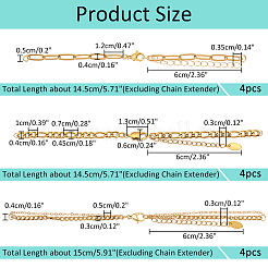 12Pcs 3 Style 304 Stainless Steel  Chain Bracelet Making&nbsp;MAK-NB0001-18