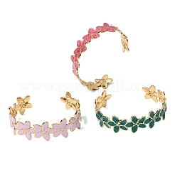 304 Stainless Steel Enamel Bangles for Women&nbsp;BJEW-D408-40G