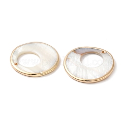 Electroplated Natural Freshwater Shell Pendants with Golden Plated Brass Edge&nbsp;SHEL-M019-02G