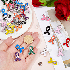 100Pcs 3 Styles Breast Cancer Awareness Pink Ribbon Enamel Pin&nbsp;JEWB-FH0002-53B