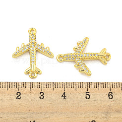 Rack Plating Brass Micro Pave Clear Cubic Zirconia Airplane Connector Charms&nbsp;KK-P270-17G