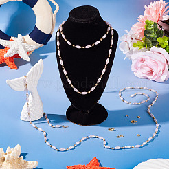 DIY Plastic Pearl Oval Beaded Brass Link Chain Bracelet Necklace Making Kits&nbsp;DIY-TA0009-62
