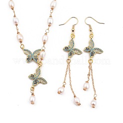 Butterfly Brass Micro Pave Cubic Zirconia Jewelry Set&nbsp;SJEW-JS01124