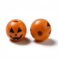 Halloween Theme Printed Natural Wooden Beads&nbsp;X-WOOD-L020-C04