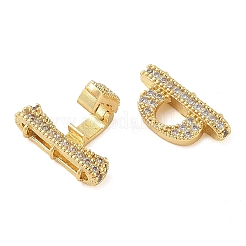 Rack Plating Brass Micro Pave Clear Cubic Zirconia Fold Over Clasps&nbsp;KK-S384-02G