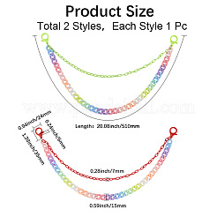 2Pcs 2 Colors Resin Double Layer Chain Belts for Pants&nbsp;AJEW-GF0011-20C