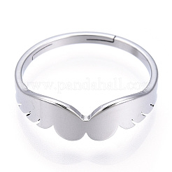 Non-Tarnish 304 Stainless Steel Wing Adjustable Ring for Women&nbsp;LS-RJEW-T027-10P