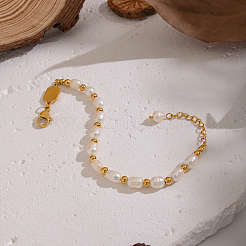 Natural Freshwater Pearl & Stainless Steel Beaded Bracelets for Women&nbsp;XK1851