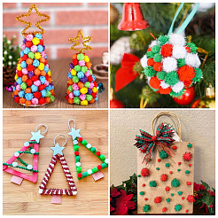 600Pcs 6 Colors Christmas Handmade DIY Doll Craft Pom Pom Yarn Pom Pom Balls&nbsp;AJEW-TA0003-34