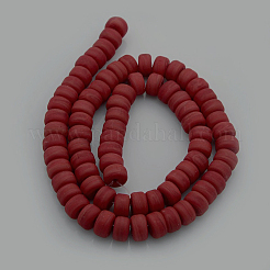 Handmade Opaque Frosted Lampwork Flat Round Beads Strands&nbsp;LAMP-L023-01