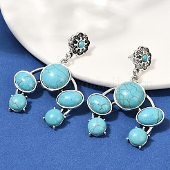 Alloy Synthetic Turquoise Dangle Stud Earrings&nbsp;EJEW-U053-07AS
