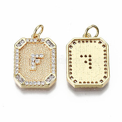 Brass Micro Pave Clear Cubic Zirconia Pendants&nbsp;KK-S356-234F-G-NF