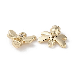 Brass Micro Pave Clear Cubic Zirconia Charms&nbsp;KK-G491-09G
