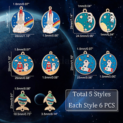 30Pcs 5 Style Alloy Enamel Pendants&nbsp;ENAM-PH0002-15