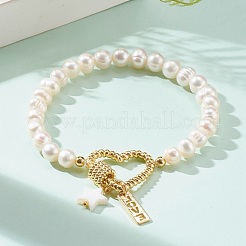 Brass Heart Link Bracelets for Valentine's Day&nbsp;BJEW-JB05954