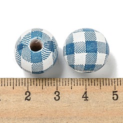 Printed Wood European Beads&nbsp;WOOD-G022-13D