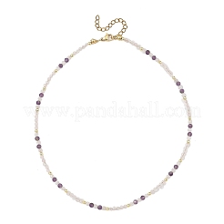 Natural Rose Quartz Faceted Round Beaded Necklaces&nbsp;NJEW-JN06430-03