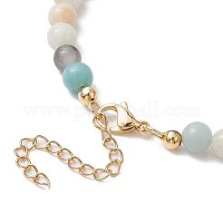 Natural Flower Amazonite &  Synthetic Turquoise Charm Anklets for Women&nbsp;AJEW-AN00616-04