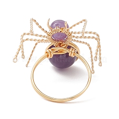 Natural Amethyst Beaded Finger Rings&nbsp;RJEW-TA00210-03