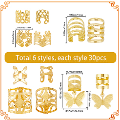 180Pcs 6 Styles Iron & Alloy Dreadlocks Beads Hair Decoration&nbsp;FIND-SC0020-47